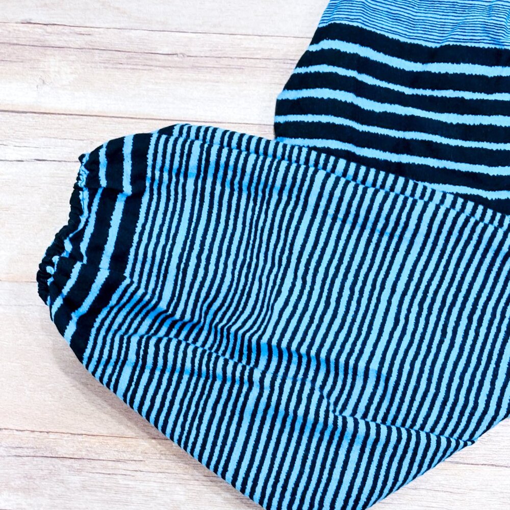 LOFBAZ Black & Blue Striped Harem Pants | Boho Lightweight Viscose | Large * - Picture 4 of 8